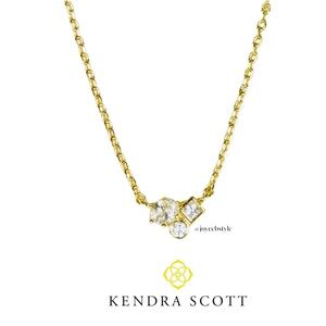 Kendra Scott Henry Gold Pendant Necklace in Multiple White CZ Stones NWT